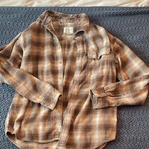 American Eagle Ladies Large fit (small on tag) | Cotton Brown Plaid Shirt
